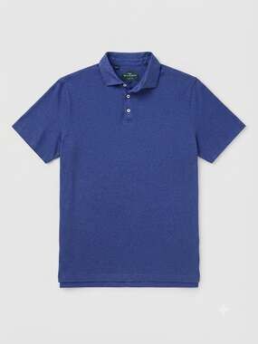 Rodd & Gunn Mens Polo Shirt Large Blue Linen Blend Sports Fit Casual Golf